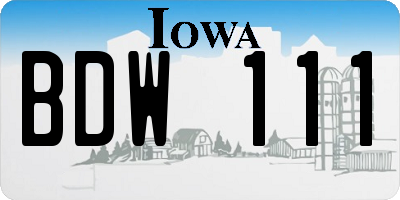 IA license plate BDW111