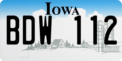 IA license plate BDW112