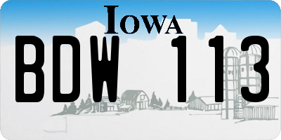 IA license plate BDW113