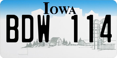 IA license plate BDW114