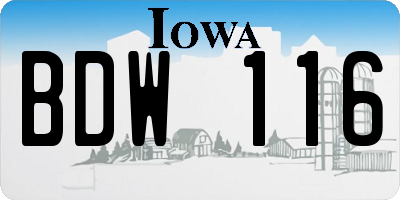 IA license plate BDW116