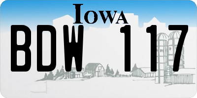 IA license plate BDW117