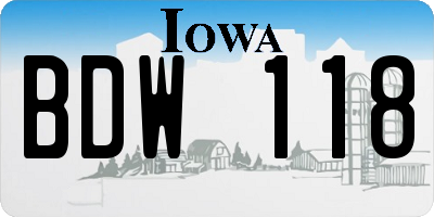 IA license plate BDW118