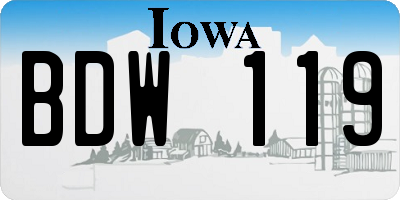 IA license plate BDW119