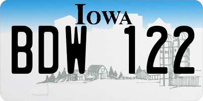 IA license plate BDW122