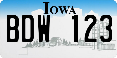 IA license plate BDW123