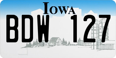 IA license plate BDW127