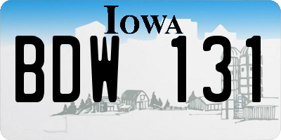 IA license plate BDW131