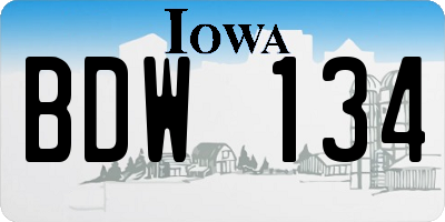 IA license plate BDW134
