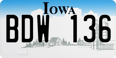 IA license plate BDW136