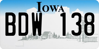IA license plate BDW138