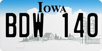 IA license plate BDW140