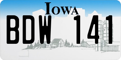 IA license plate BDW141