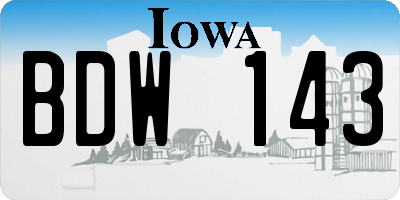 IA license plate BDW143