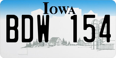 IA license plate BDW154