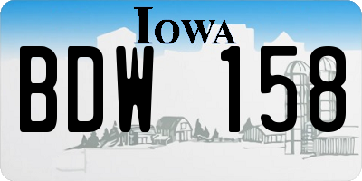 IA license plate BDW158