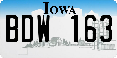 IA license plate BDW163