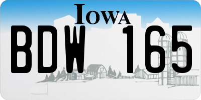 IA license plate BDW165