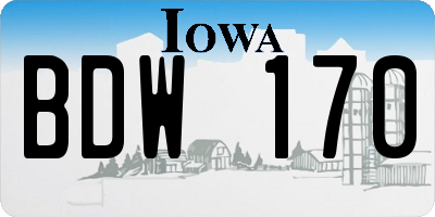 IA license plate BDW170