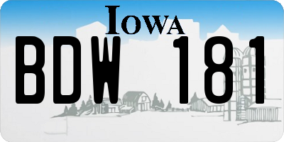 IA license plate BDW181