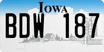 IA license plate BDW187