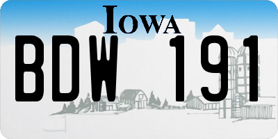 IA license plate BDW191