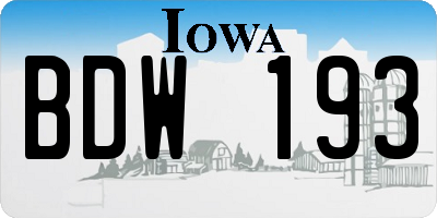 IA license plate BDW193