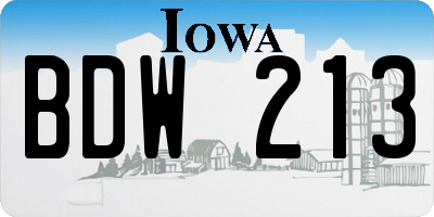 IA license plate BDW213