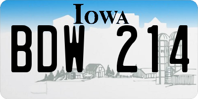 IA license plate BDW214