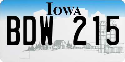 IA license plate BDW215