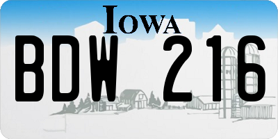 IA license plate BDW216