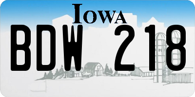 IA license plate BDW218