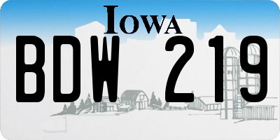 IA license plate BDW219