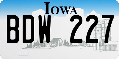 IA license plate BDW227