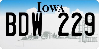 IA license plate BDW229