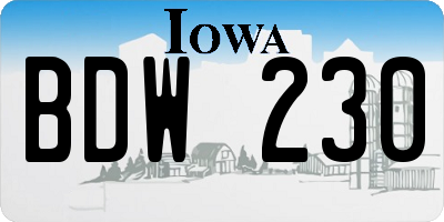 IA license plate BDW230