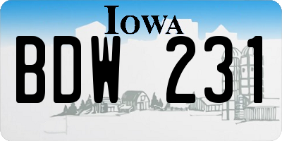 IA license plate BDW231