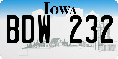 IA license plate BDW232