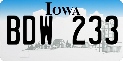 IA license plate BDW233
