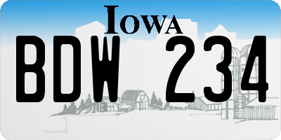 IA license plate BDW234