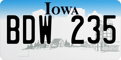 IA license plate BDW235