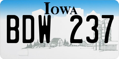 IA license plate BDW237