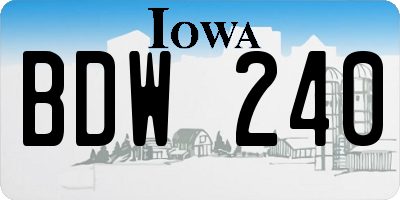 IA license plate BDW240