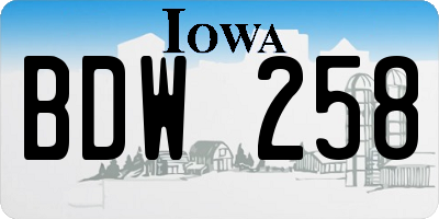 IA license plate BDW258
