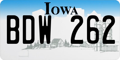 IA license plate BDW262