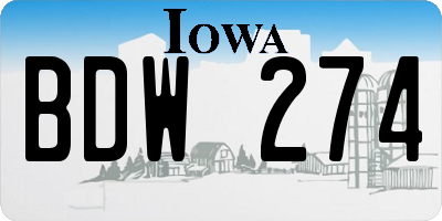 IA license plate BDW274