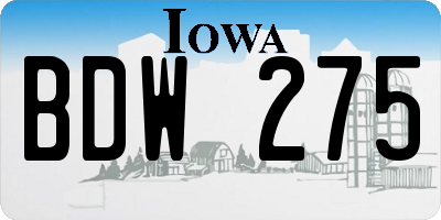IA license plate BDW275