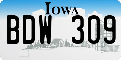IA license plate BDW309
