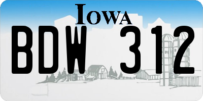 IA license plate BDW312