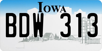 IA license plate BDW313